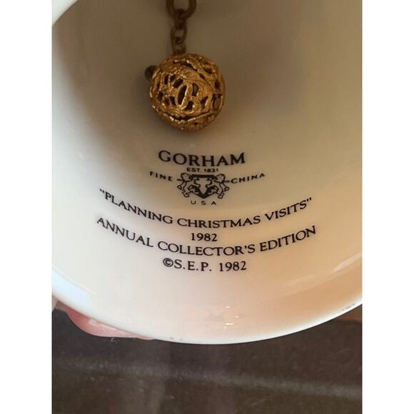 Vintage 1982 Gorham Fine China Norman Rockwell Bell Planning Christmas Visits - Picture 4 of 5